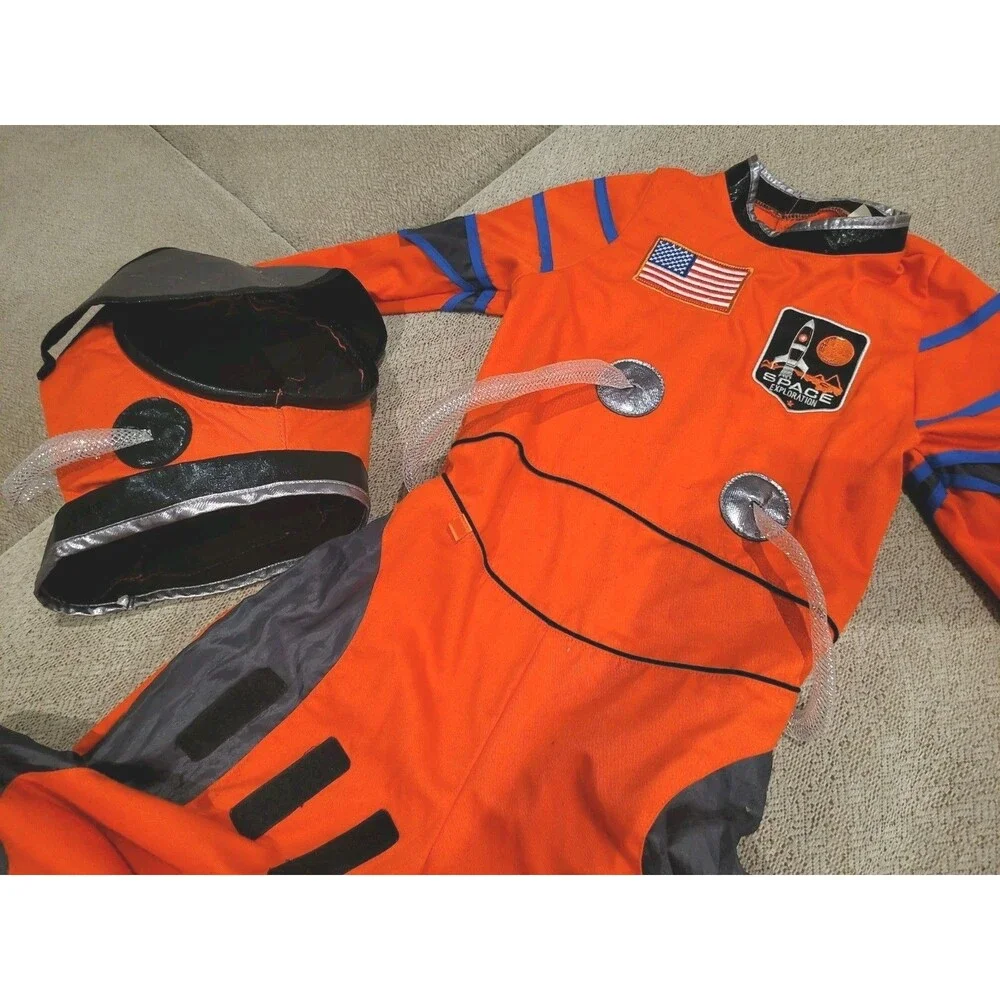Child’s Astronaut Space Halloween Dressup Costume Size 7-8 Helmet Teetot Outfit